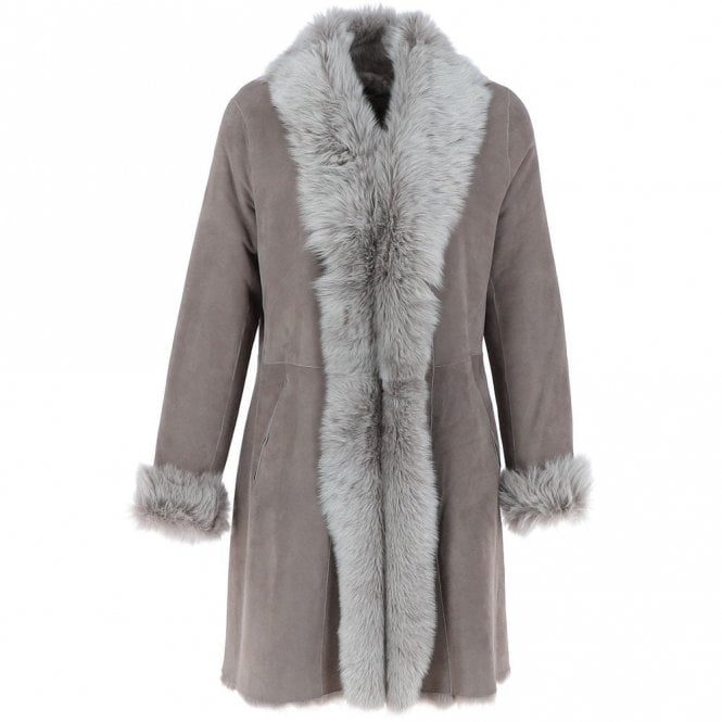 Ashwood 3/4 Length Toscana Suede Leather Coat Topo : 5055