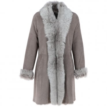 3/4 Length Toscana Suede Leather Coat Topo : 5055