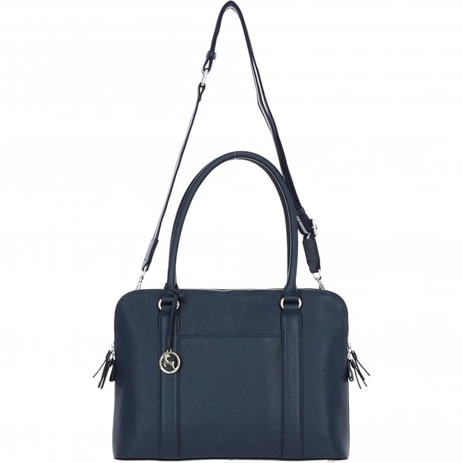 Ashwood 3 Section Large Leather Handbag Navy: X-39