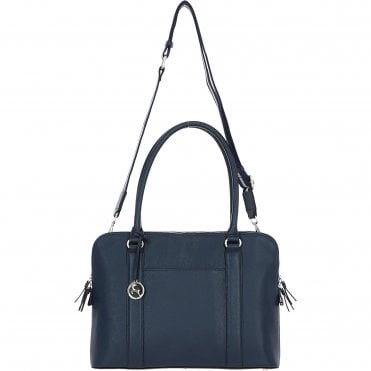 Ashwood 3 Section Large Leather Handbag Navy: X-39