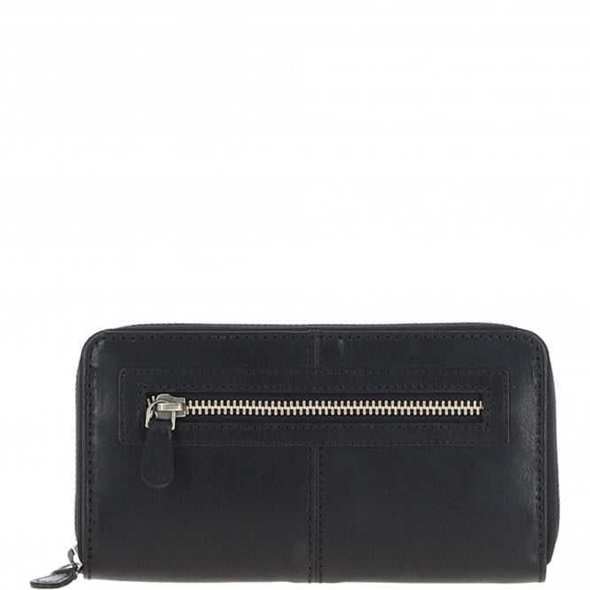 Ashwood 8 Card Zip Around RFID Protected Large Leather Purse Black: T-90