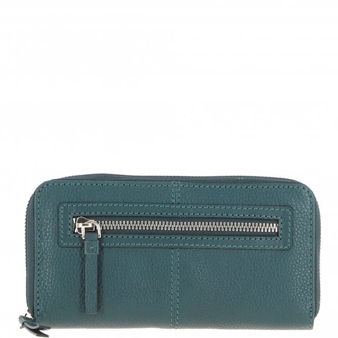 Ashwood 8 Card Zip Around RFID Protected Large Leather Purse Green: Z-70