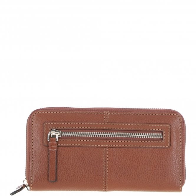 Ashwood 8 Card Zip Around RFID Protected Large Leather Purse Tan: Z-70