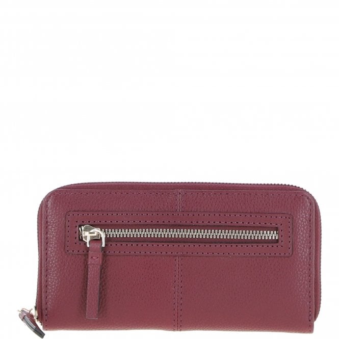 Ashwood 8 Card Zip Around RFID Protected Large Leather Purse Wine: Z-70