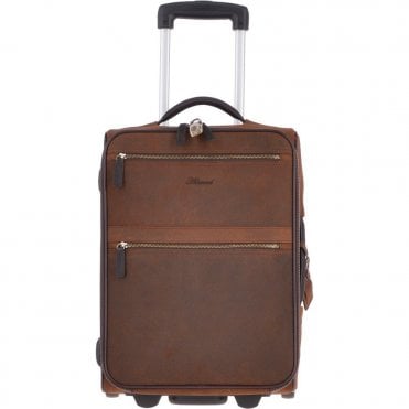 Airline Friendly Cabin Size Leather Trolley Brown: 79014