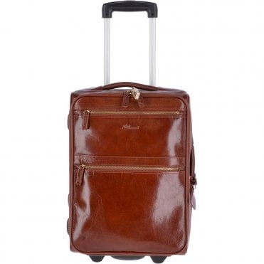 Airline friendly cabin size trolley in vegetable tanned leather Chestnut : 79014
