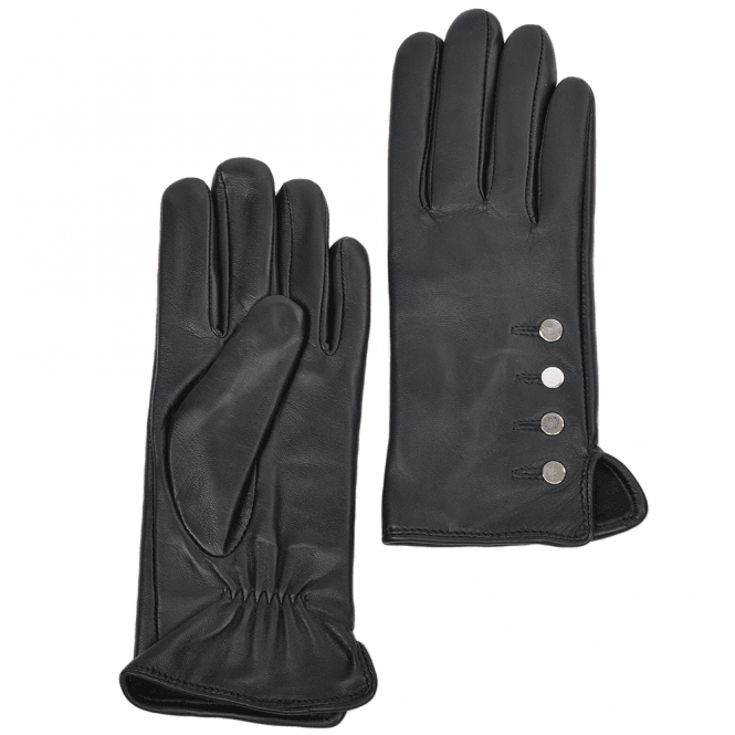 Ashwood Button Detail Leather Gloves Black : 109