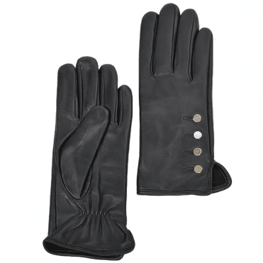 Button Detail Leather Gloves  Black : 109
