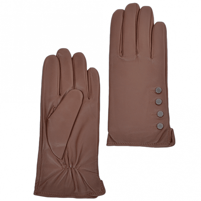 Ashwood Button Detail Leather Gloves Tan : 109