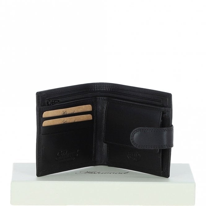 Ashwood Classic 3 Card & ID Billfold Tab Wallet Leather Wallet Black : 1222-VT