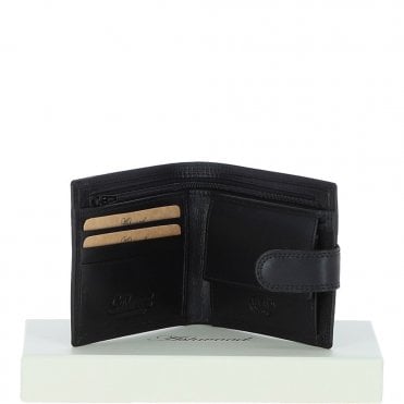 Classic 3 Card & ID Billfold Tab Wallet Leather Wallet Black : 1222-VT