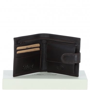 Classic 3 Card & ID Billfold Tab Wallet Leather Wallet Brown : 1222-VT