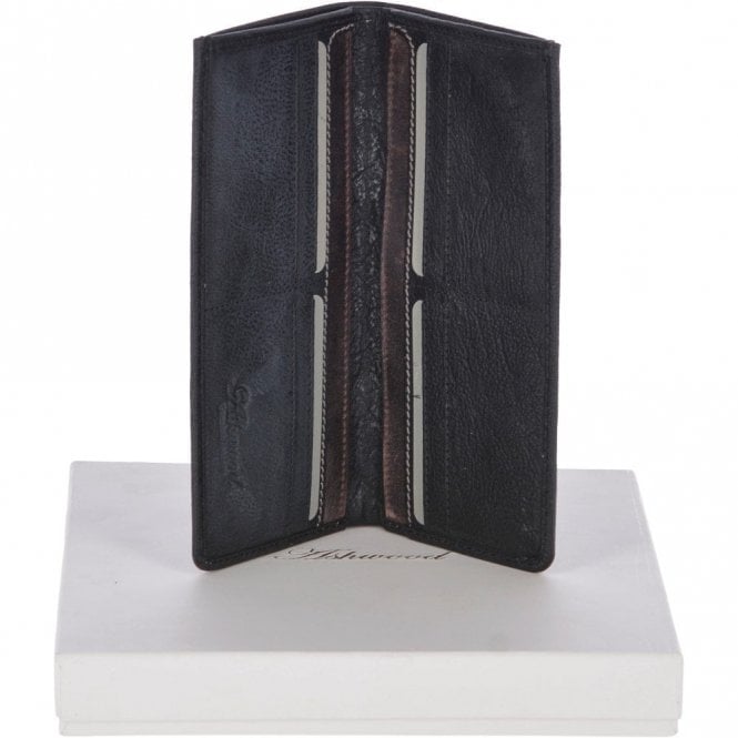 Ashwood Cow Waxy Large Leather Classic 8 Card Bill-Fold Wallet Black : 1558