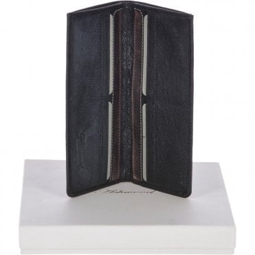 Cow Waxy Large Leather Classic 8 Card Bill-Fold Wallet Black : 1558