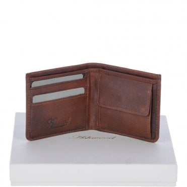 Cow Waxy Leather Classic 3 Card Bill-Fold and Coin Wallet Tan : 1552