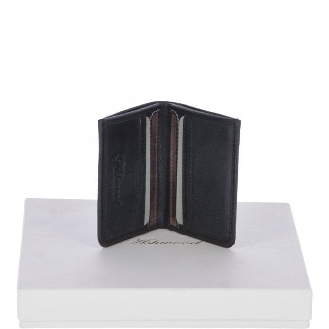 Ashwood Cow Waxy Leather Classic 6 Card Bill-Fold Wallet Black : 1556