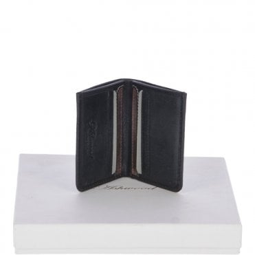 Cow Waxy Leather Classic 6 Card Bill-Fold  Wallet Black : 1556