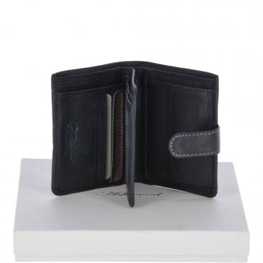 Cow Waxy Leather Classic 6 Card,ID, Coins & Bill-Fold Tab Wallet Black : 1553