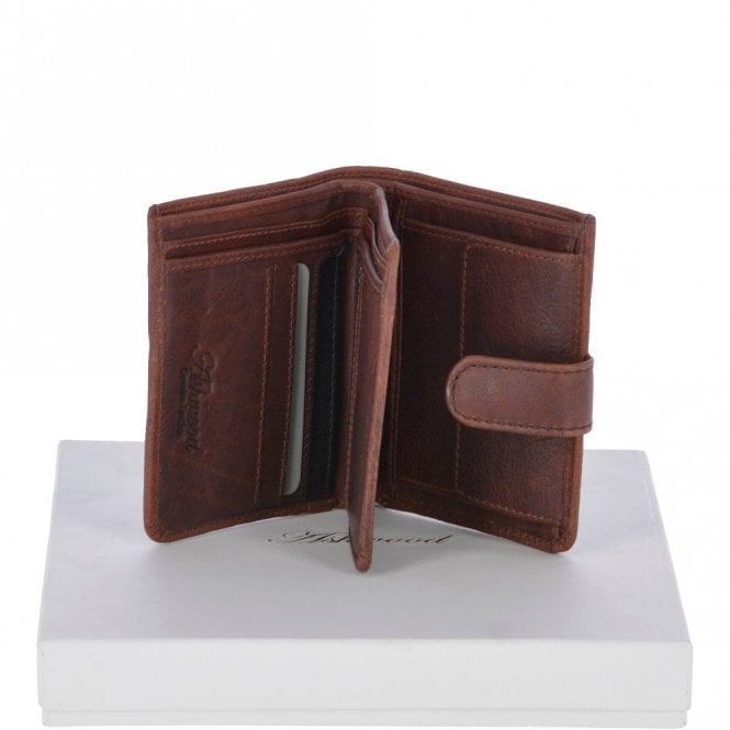 Ashwood Cow Waxy Leather Classic 6 Card,ID, Coins & Bill-Fold Tab Wallet Tan : 1553