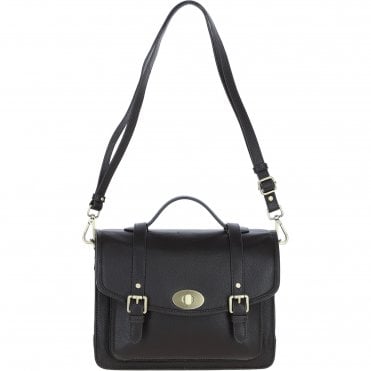 Elegance Satchel Leather Hangbag Brown: M-89