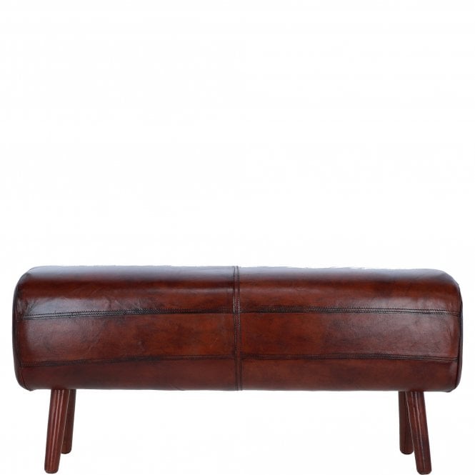 Ashwood Elegant Brown Leather Pouffe: LF-189