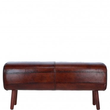 Ashwood Elegant Brown Leather Pouffe: LF-189