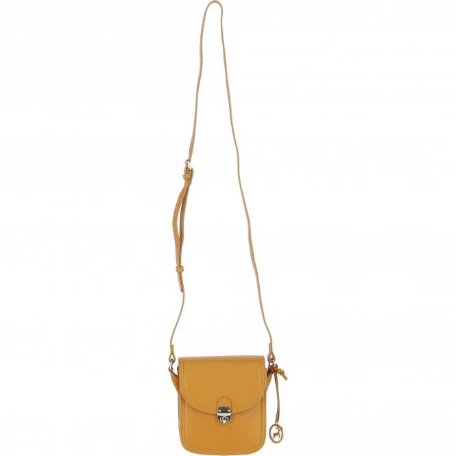 Ashwood Elegant Leather Crossbody Bag with Twist Lock Mustard: Y-52