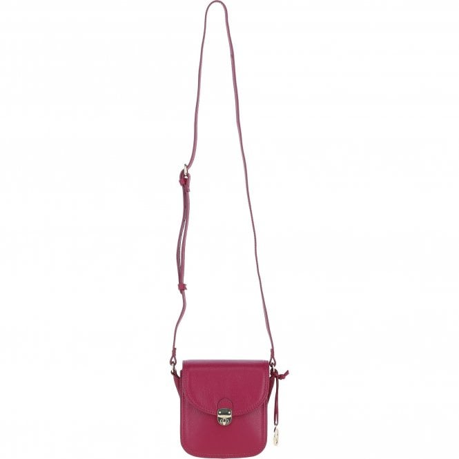 Ashwood Elegant Leather Crossbody Bag with Twist Lock Raspberry: Y-52
