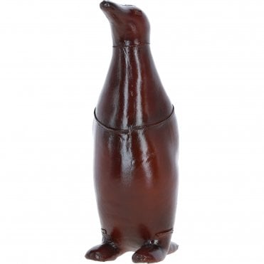 Elegant Leather Penguin Home Decor Ornament Chestnut: LF-193