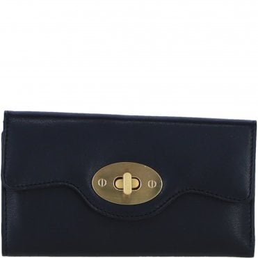 Exquisite Genuine Leather Large Purse with Twist Lock in Black: L-31