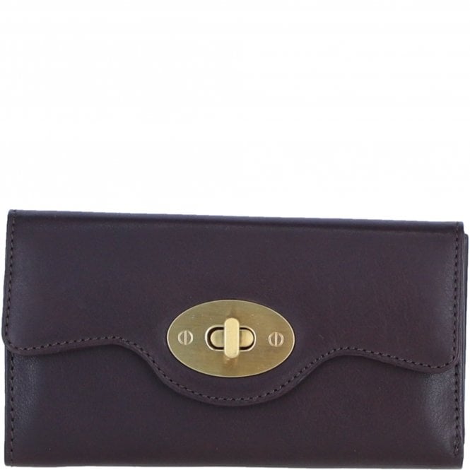 Ashwood Exquisite Genuine Leather Large Purse with Twist Lock in Brown: L-31