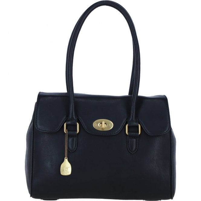 Ashwood Exquisite Genuine Leather Large Shoulder Bag for Women in Black: L-39