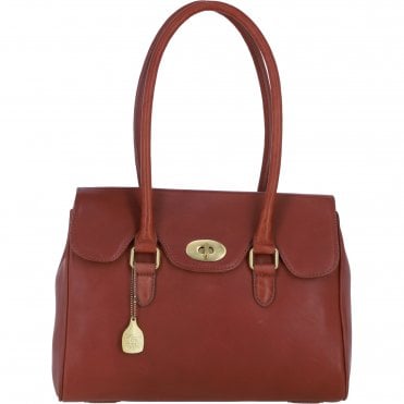 Exquisite Genuine Leather Large Shoulder Bag for Women in Tan: L-39