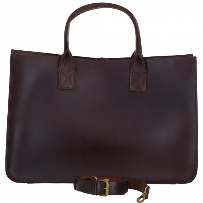 Ashwood Exquisite Genuine Leather Large Structured Tote Bag with Detachable Strap and Pouch in Brandy: S-03