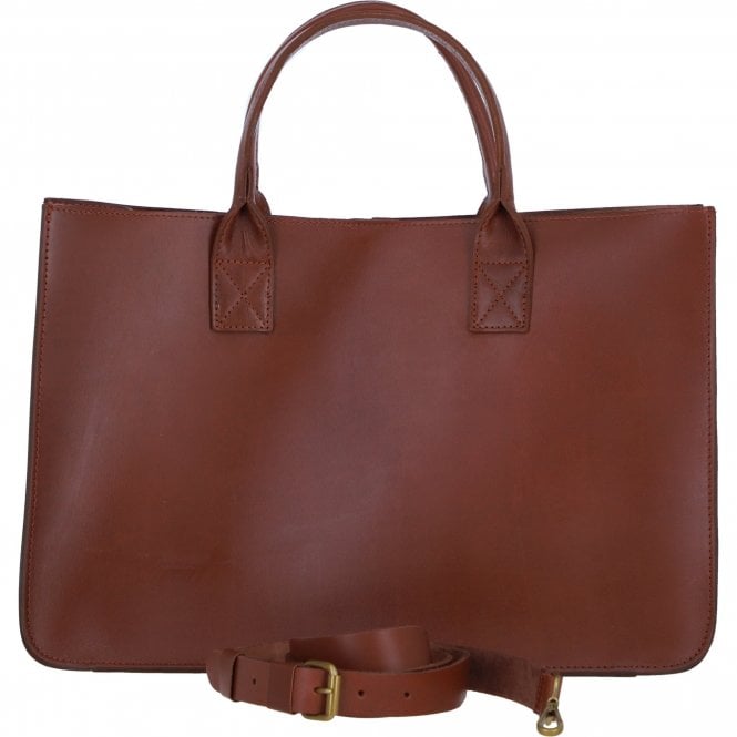 Ashwood Exquisite Genuine Leather Large Structured Tote Bag with Detachable Strap and Pouch in Tan: S-03