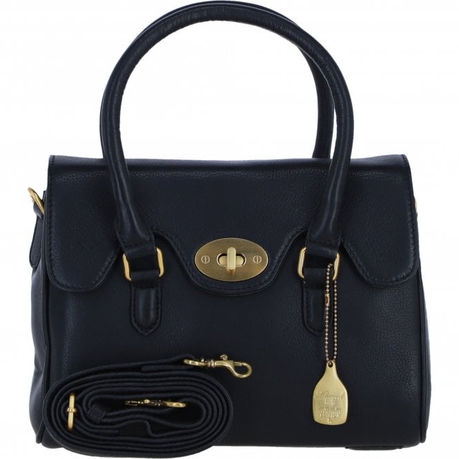 Ashwood Exquisite Genuine Leather Medium Shoulder Bag for Women in Black: L-38