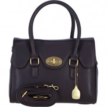 Exquisite Genuine Leather Medium Shoulder Bag for Women in Brown: L-38