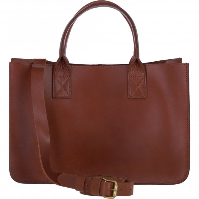 Ashwood Exquisite Genuine Leather Medium Structured Tote Bag with Detachable Strap and Pouch in Tan: S-02