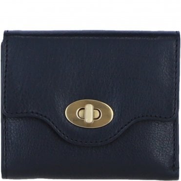 Exquisite Genuine Leather Purse with Twist Lock in Black: L-30