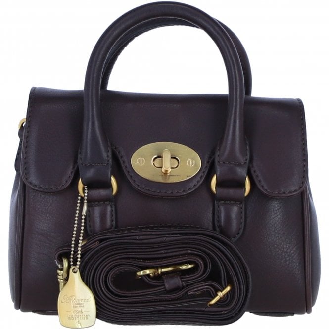 Ashwood Exquisite Genuine Leather Small Shoulder X HandBag for Women in Brown: L-37