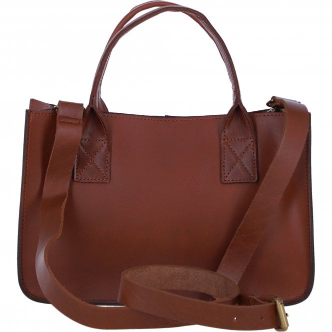 Ashwood Exquisite Genuine Leather Small Structured Tote Bag with Detachable Strap and Pouch in Tan: S-01