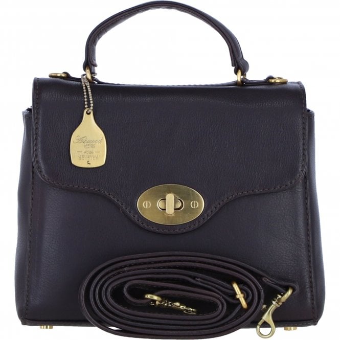 Ashwood Exquisite Genuine Leather Top Handle Bag with Detachable Strap for Women in Brown: L-36