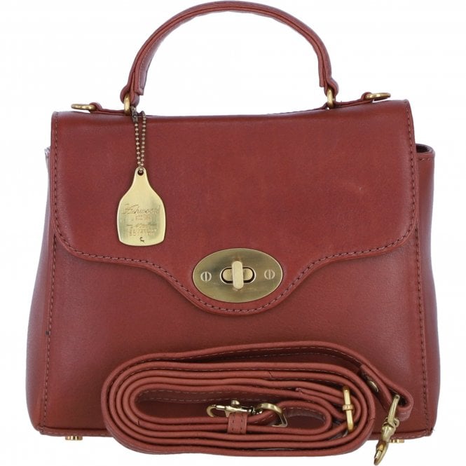 Ashwood Exquisite Genuine Leather Top Handle Bag with Detachable Strap for Women in Tan: L-36
