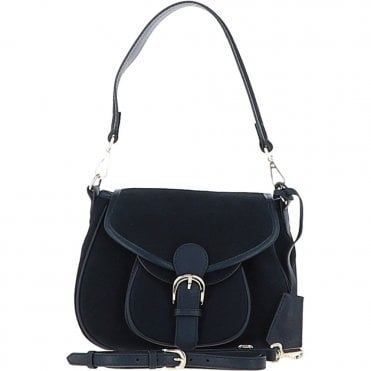Ashwood Flap Over Suede Handbag Navy: S-15
