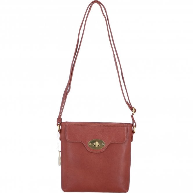 Ashwood Genuine Leather Crossbody Bag with Zip Top Closure for Women in Tan: L-33