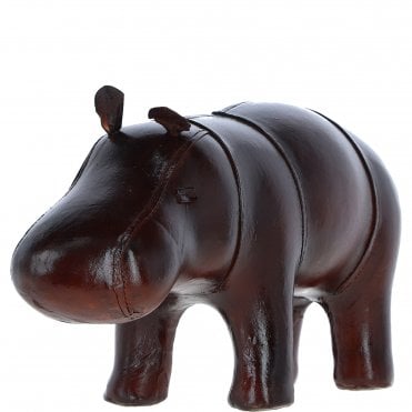 Handcrafted Leather Hippo Decorative Ornament Chestnut: LF-169