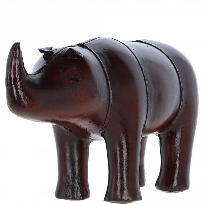 Ashwood Handcrafted Leather Rhino Decorative Ornament Chestnut: LF-180