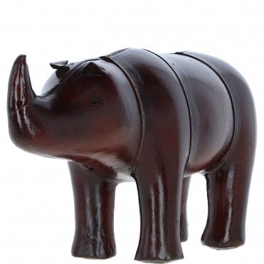 Handcrafted Leather Rhino Decorative Ornament Chestnut: LF-180