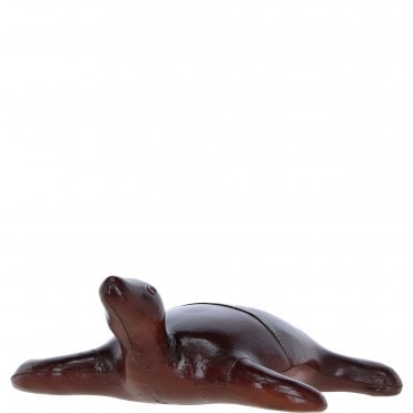 Handcrafted Leather Turtle Decorative Ornament Chestnut: LF-177