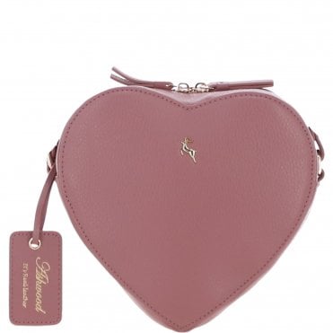 Heart-Shape Leather Crossbody Bag with Floral Lining Rose: Y-70